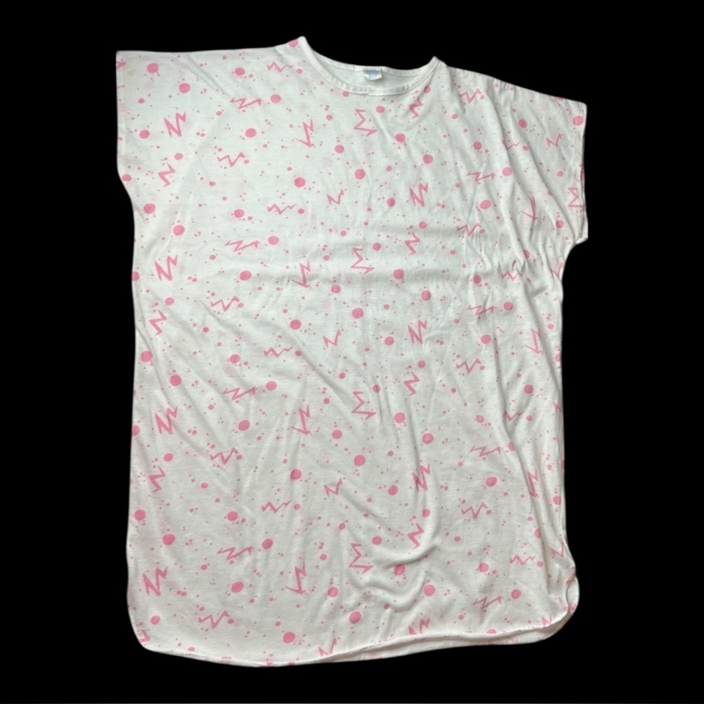 80s Vintage White/Pink Tunic T-Shirt One Size Fits All